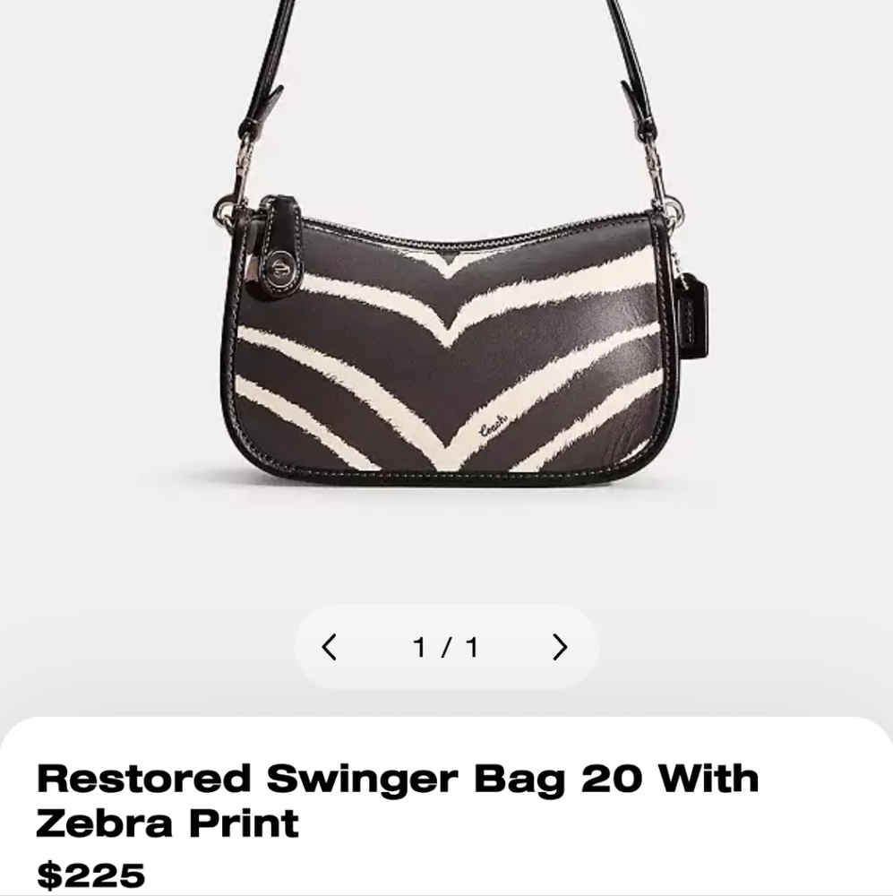 NWT COACH Swinger Zebra Animal Print Mini Bag 20 - Picture 13 of 13